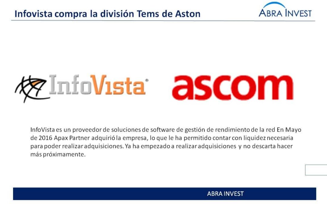 Infovista compra Tems de Ascom, tras ser adquirida por Apax Partners